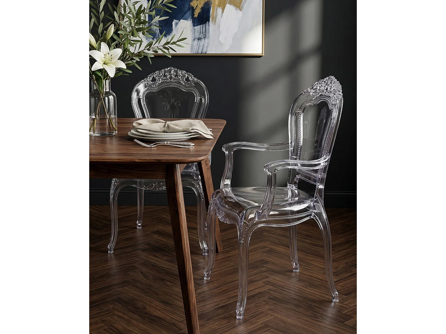 Lot de 2 chaises de salle à manger VERMONT Transparent