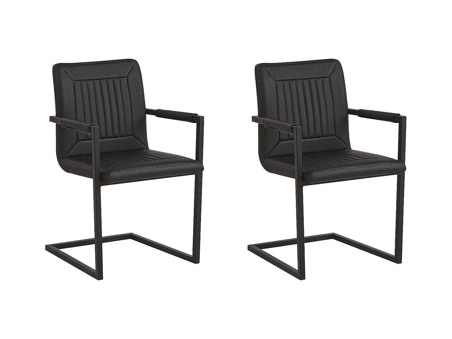 Lot de 2 chaises de salle à manger BRANDOL Cuir PU Noir