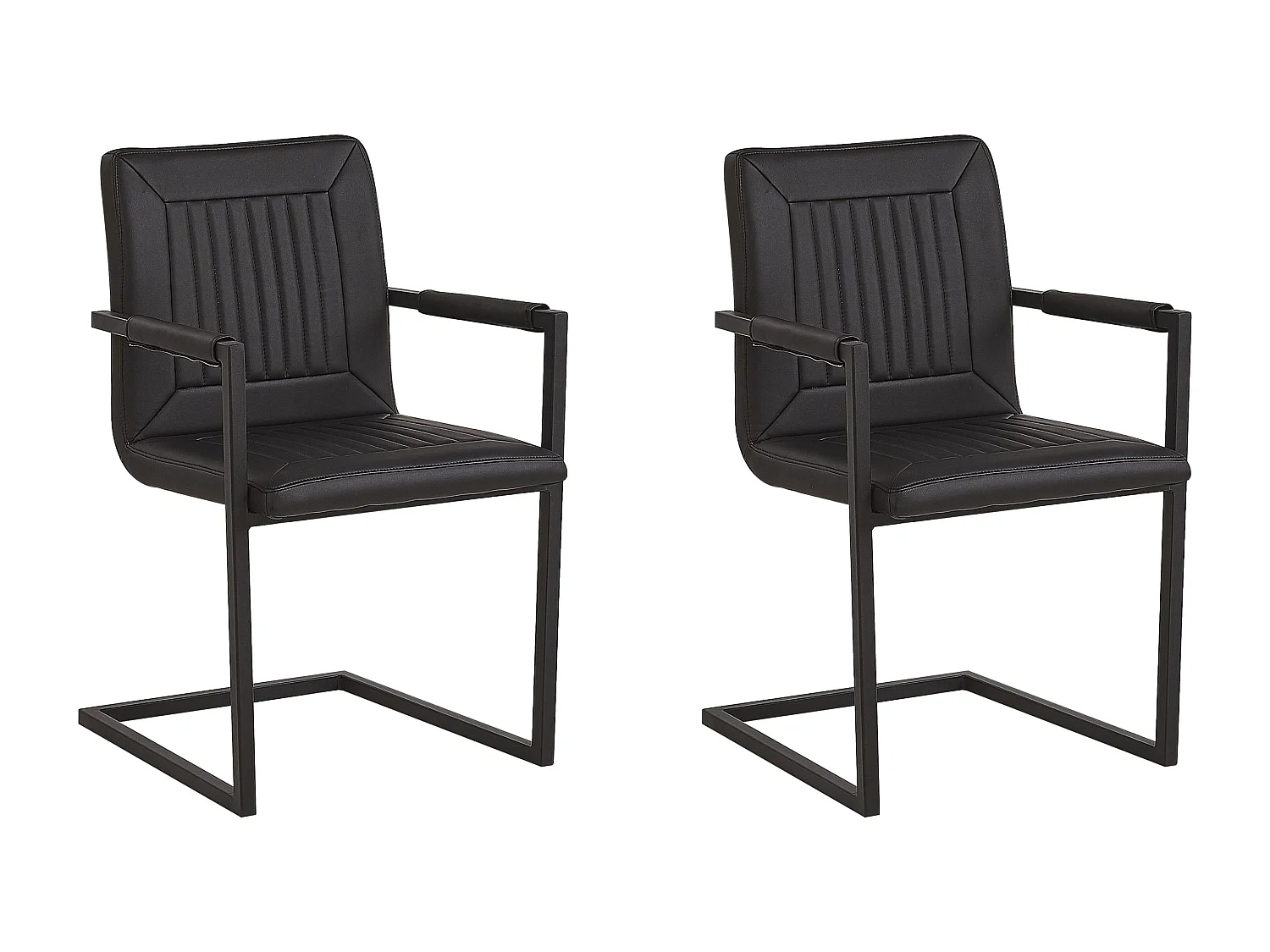 Lot de 2 chaises de salle à manger BRANDOL Cuir PU Noir