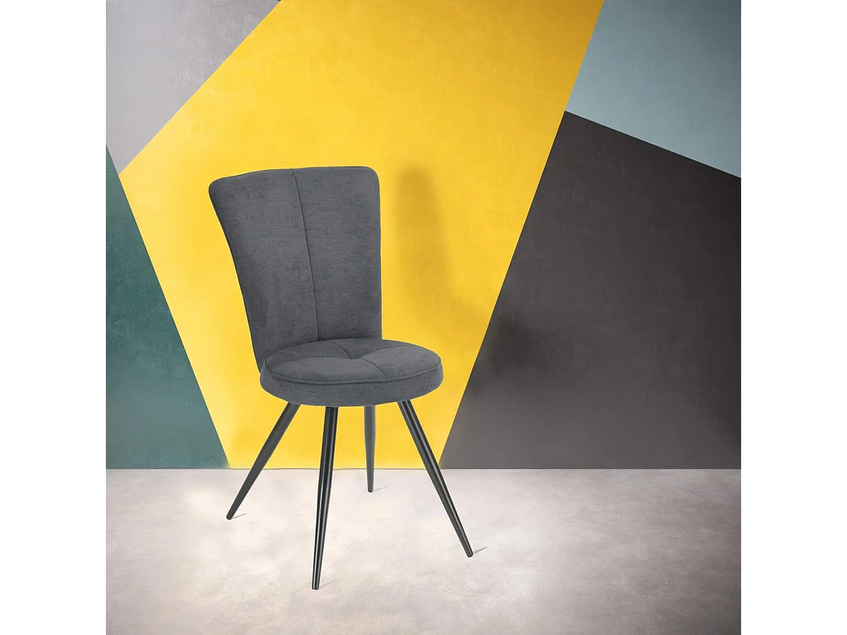 PARIL - Lot de 2 Chaises Matelassées Grises