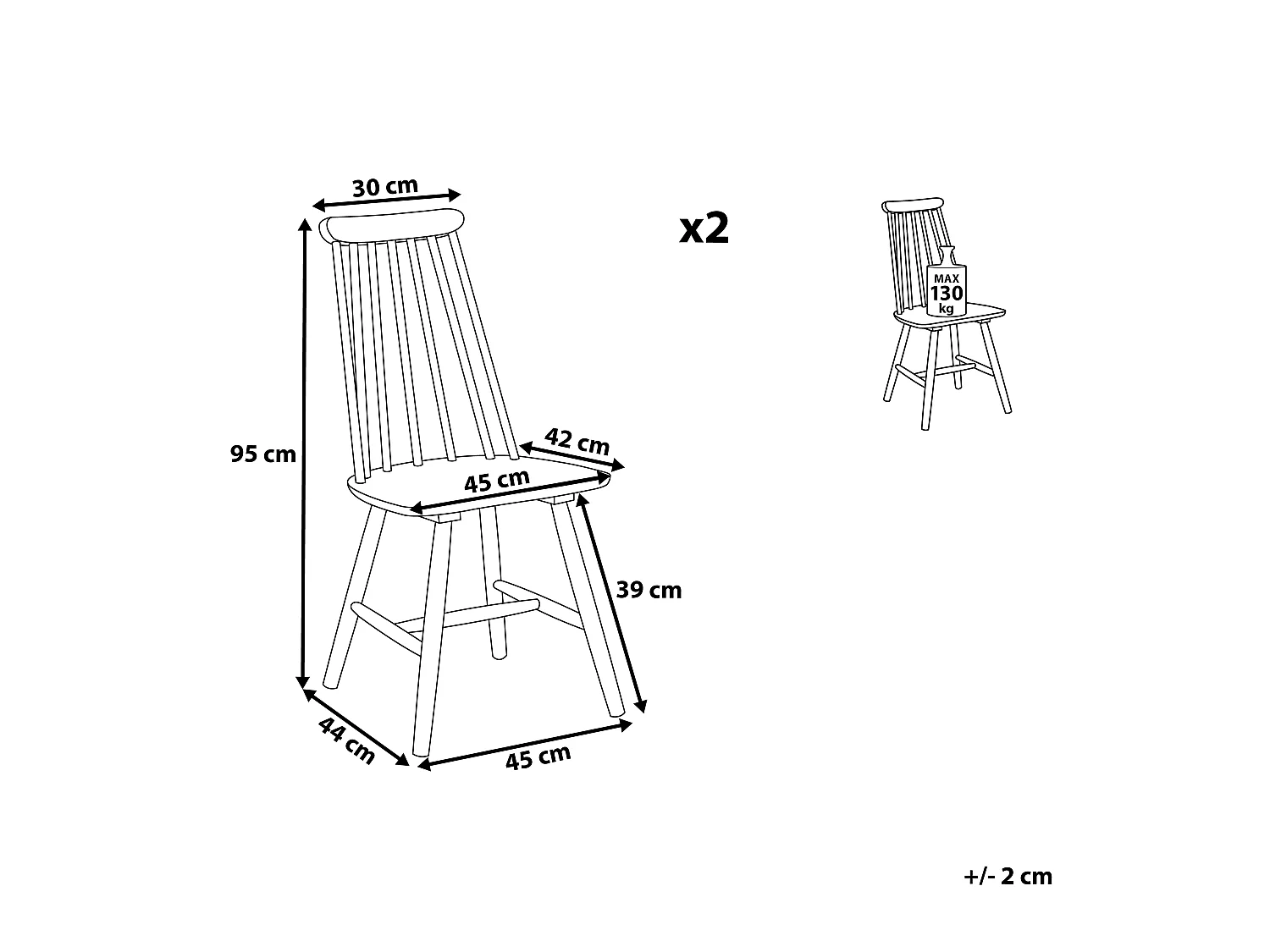 Set van 2 eetkamerstoelen BURBANK Hout Wit