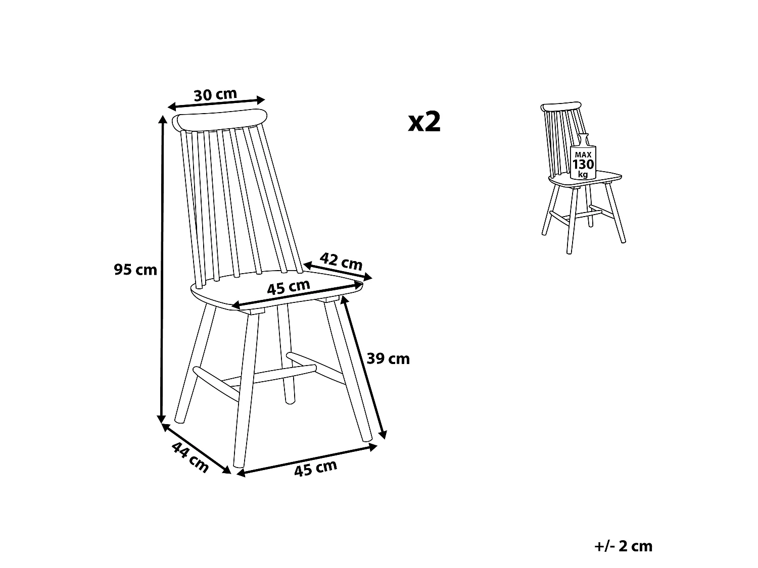 Set van 2 eetkamerstoelen BURBANK Hout Wit