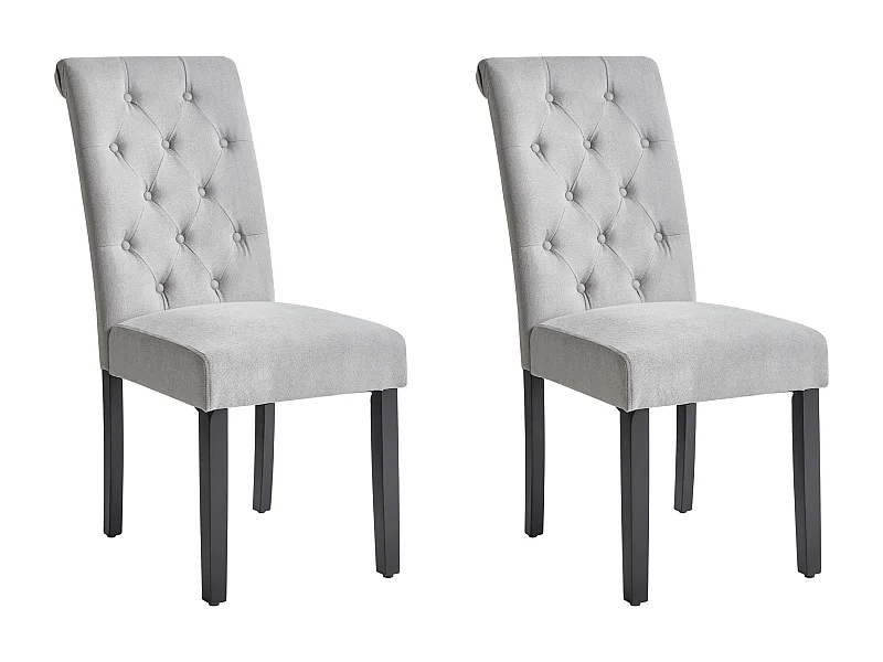 Lot de 2 chaises de salle à manger VELVA Tissu Gris
