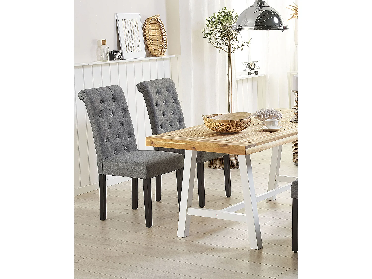 Set van 2 eetkamerstoelen VELVA Stof Grijs