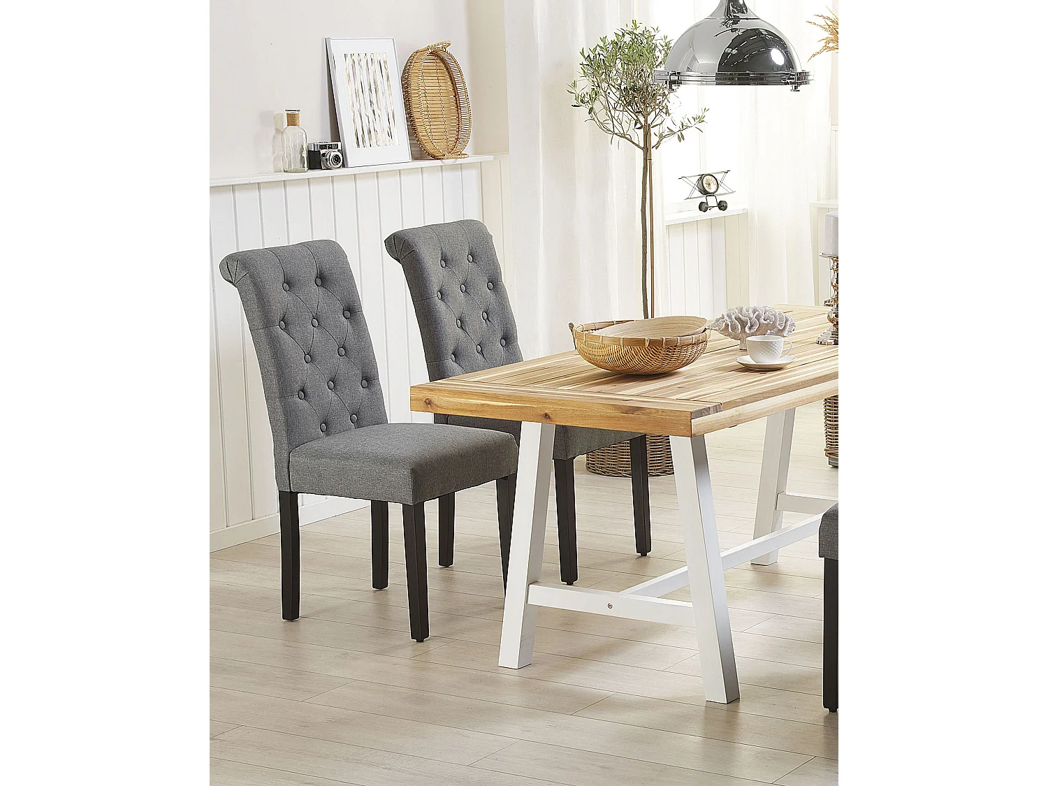 Lot de 2 chaises de salle à manger VELVA Tissu Gris