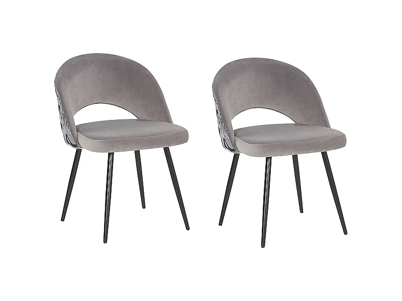 Stuhl mit Polsterung aus Samtstoff mit floralem Muster grau Vivian