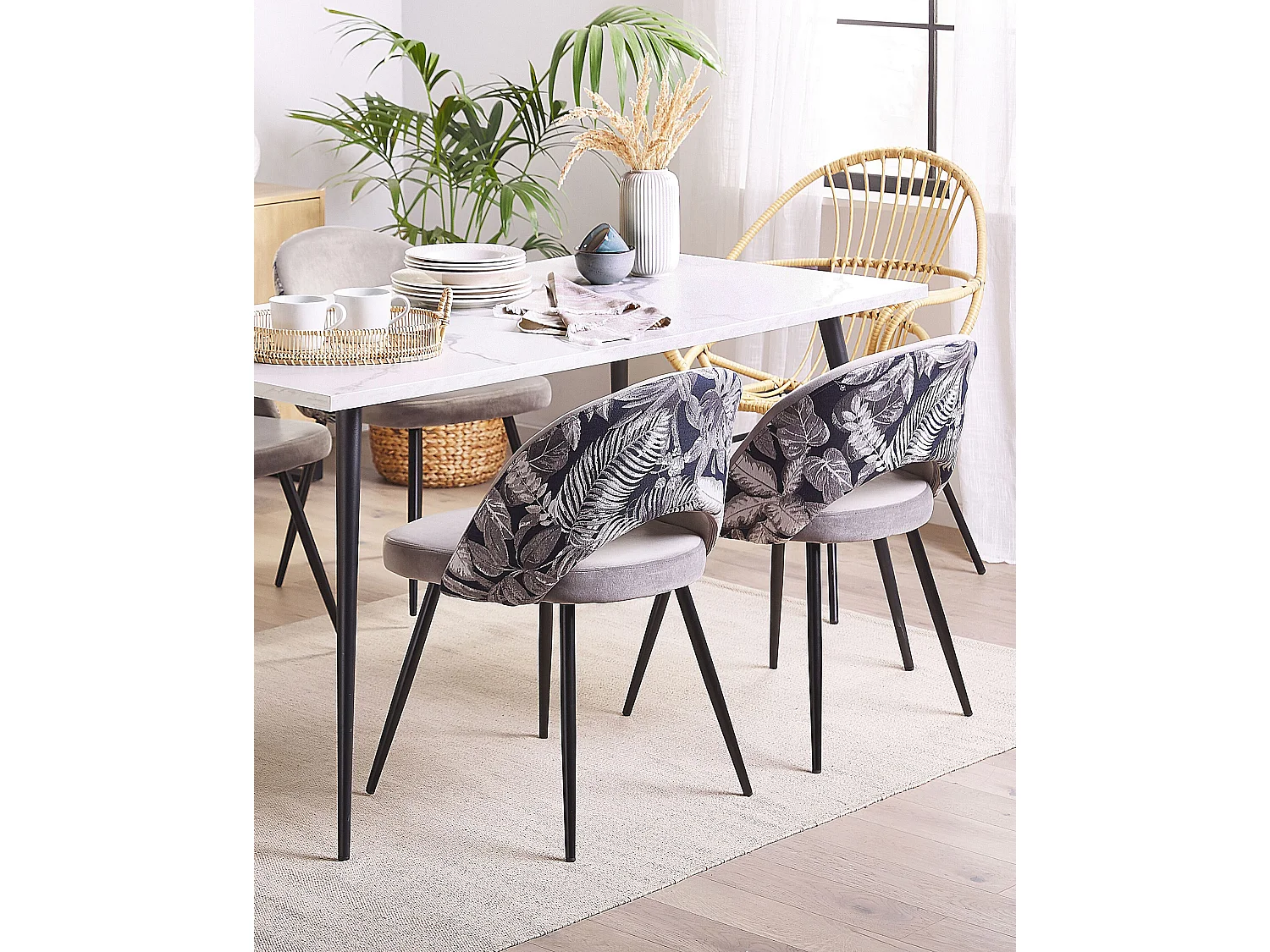 Esszimmerstuhl 2er Set VIVIAN Samtstoff Grau