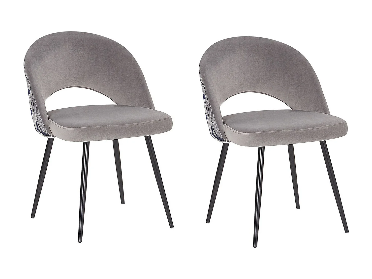 Esszimmerstuhl 2er Set VIVIAN Samtstoff Grau