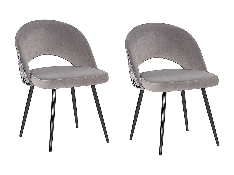 Set van 2 eetkamerstoelen VIVIAN Fluweel Grijs
