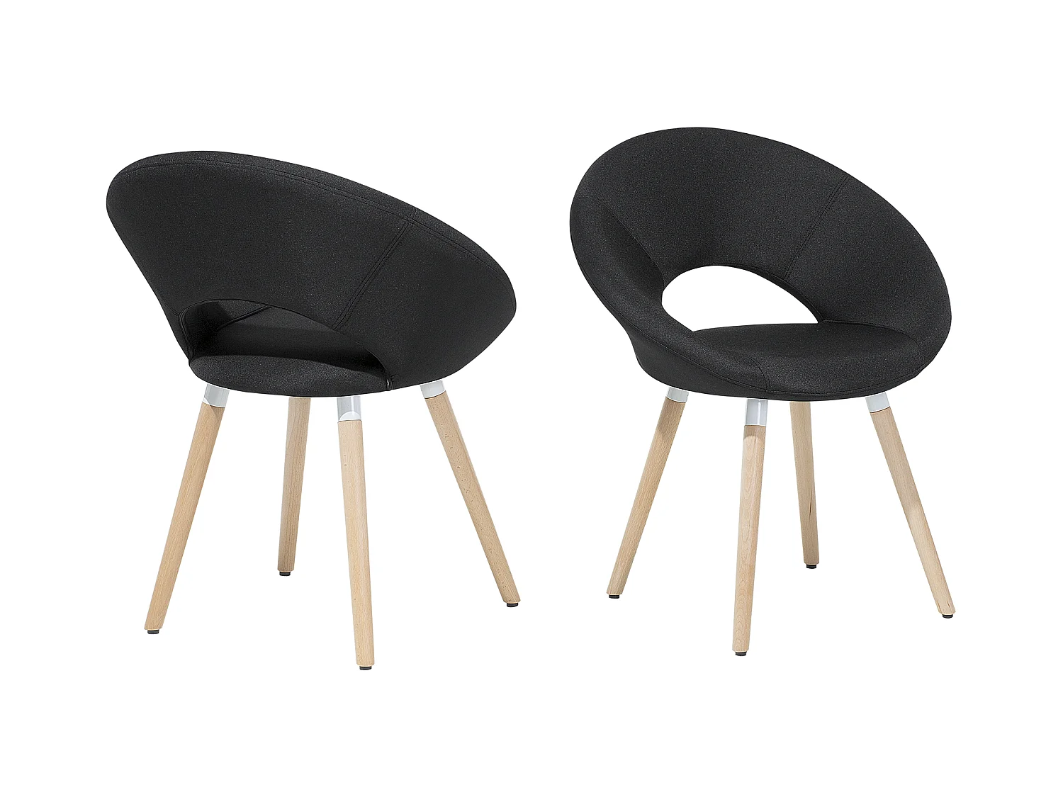 Retro Esszimmerstuhl 2er Set runde Sitzfläche Polsterbezug schwarz Roslyn