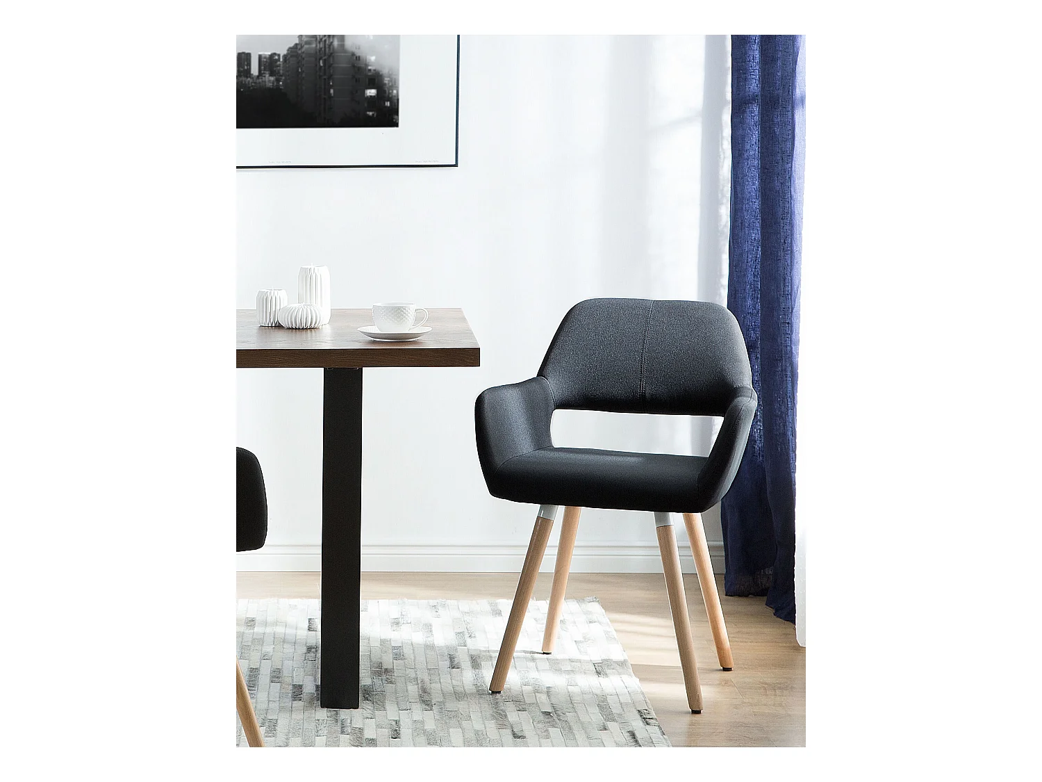 Lot de 2 chaises de salle à manger CHICAGO Tissu Noir
