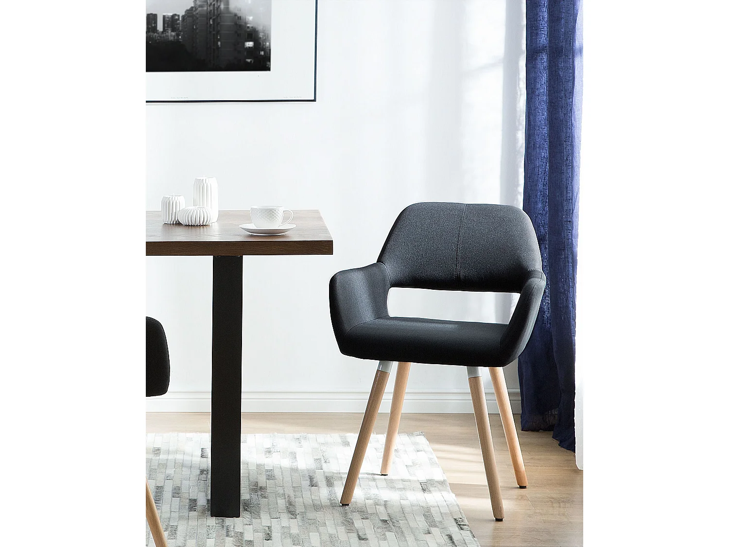 Esszimmerstuhl 2er Set CHICAGO Stoff Schwarz