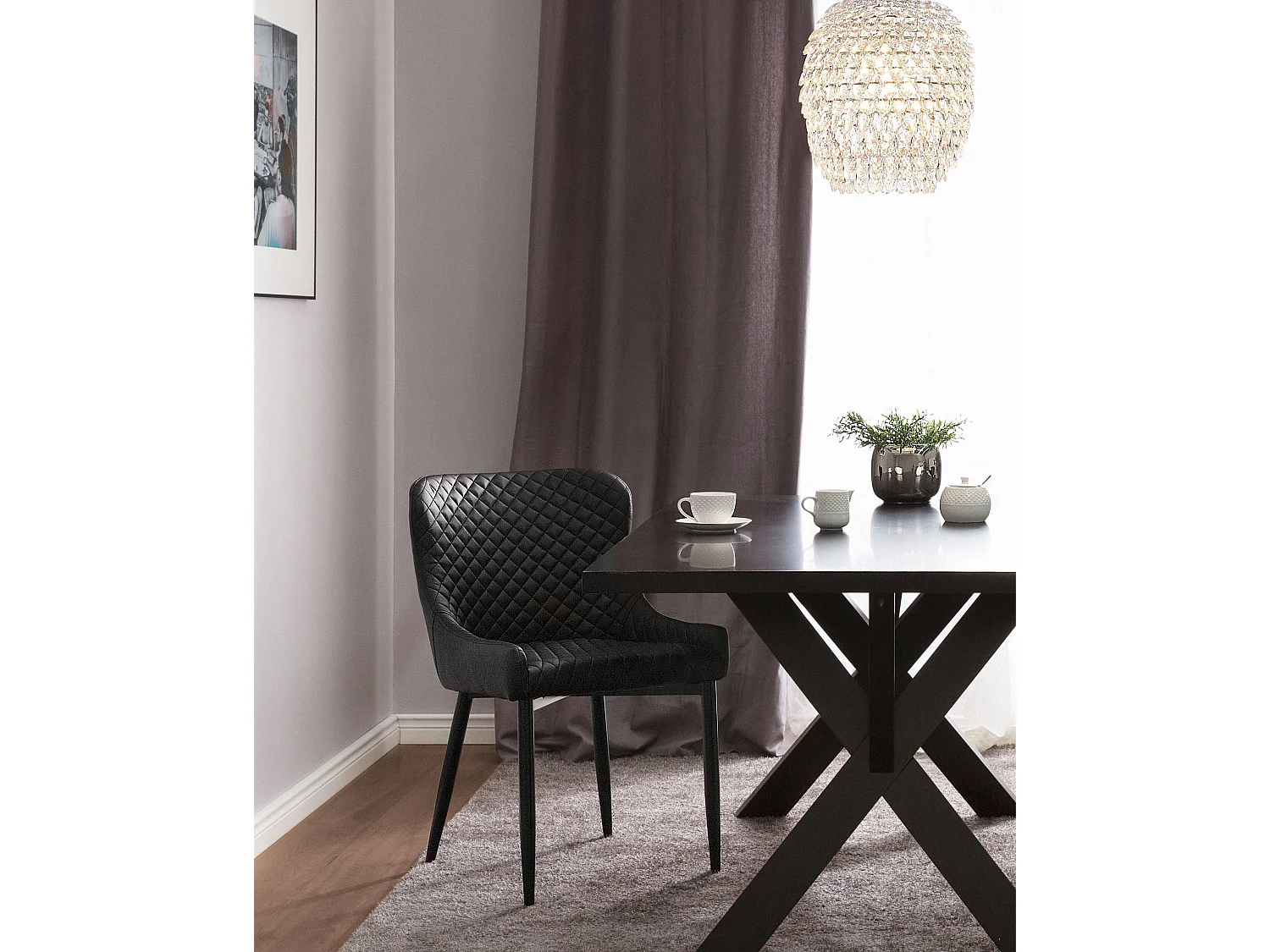 Lot de 2 chaises de salle à manger SOLANO Cuir PU Noir