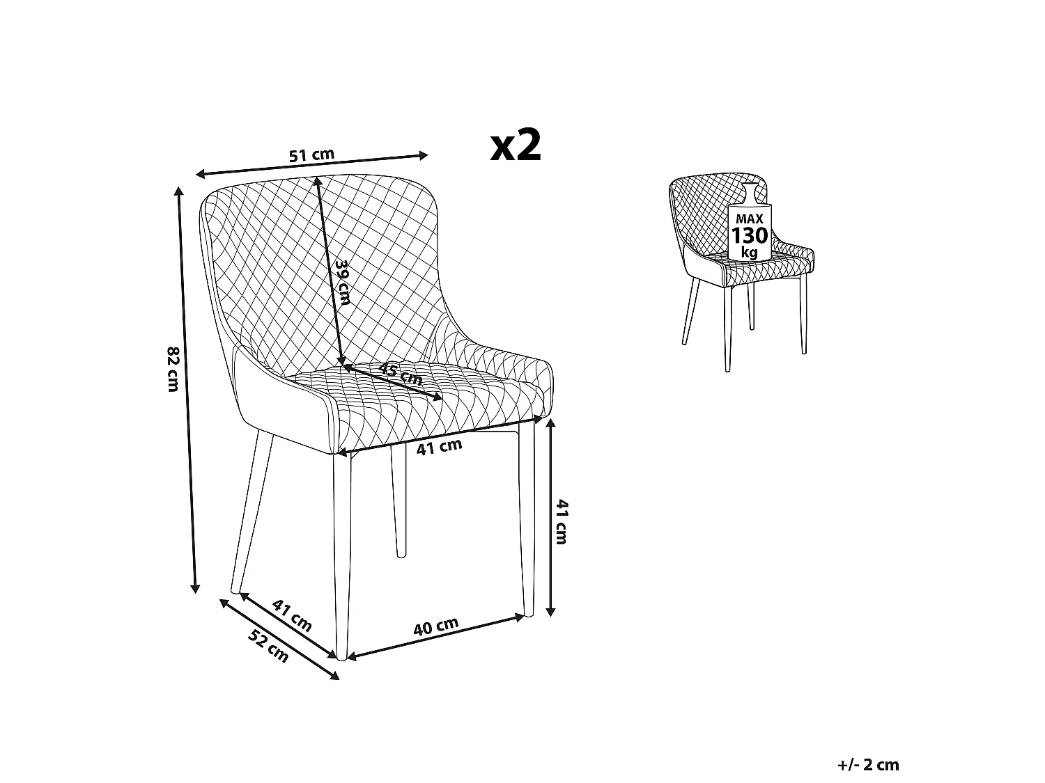 Lot de 2 chaises de salle à manger SOLANO Cuir PU Noir