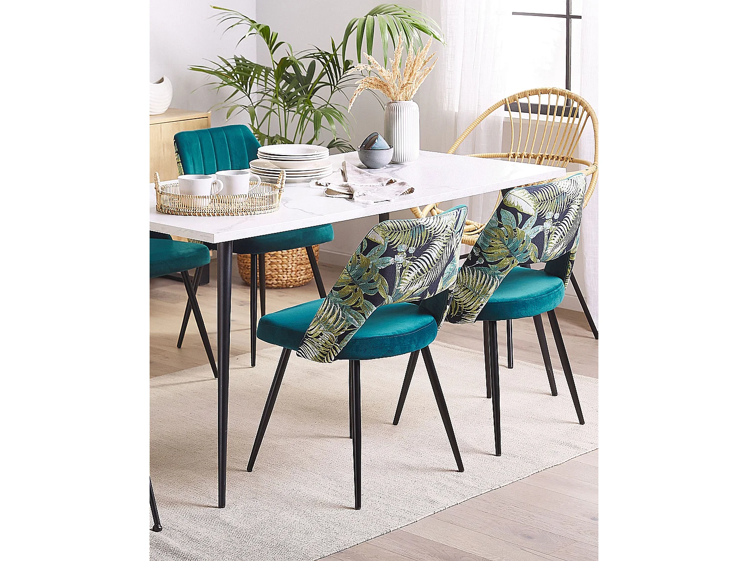 Lot de 2 chaises de salle à manger ANSLEY Velours Bleu azur