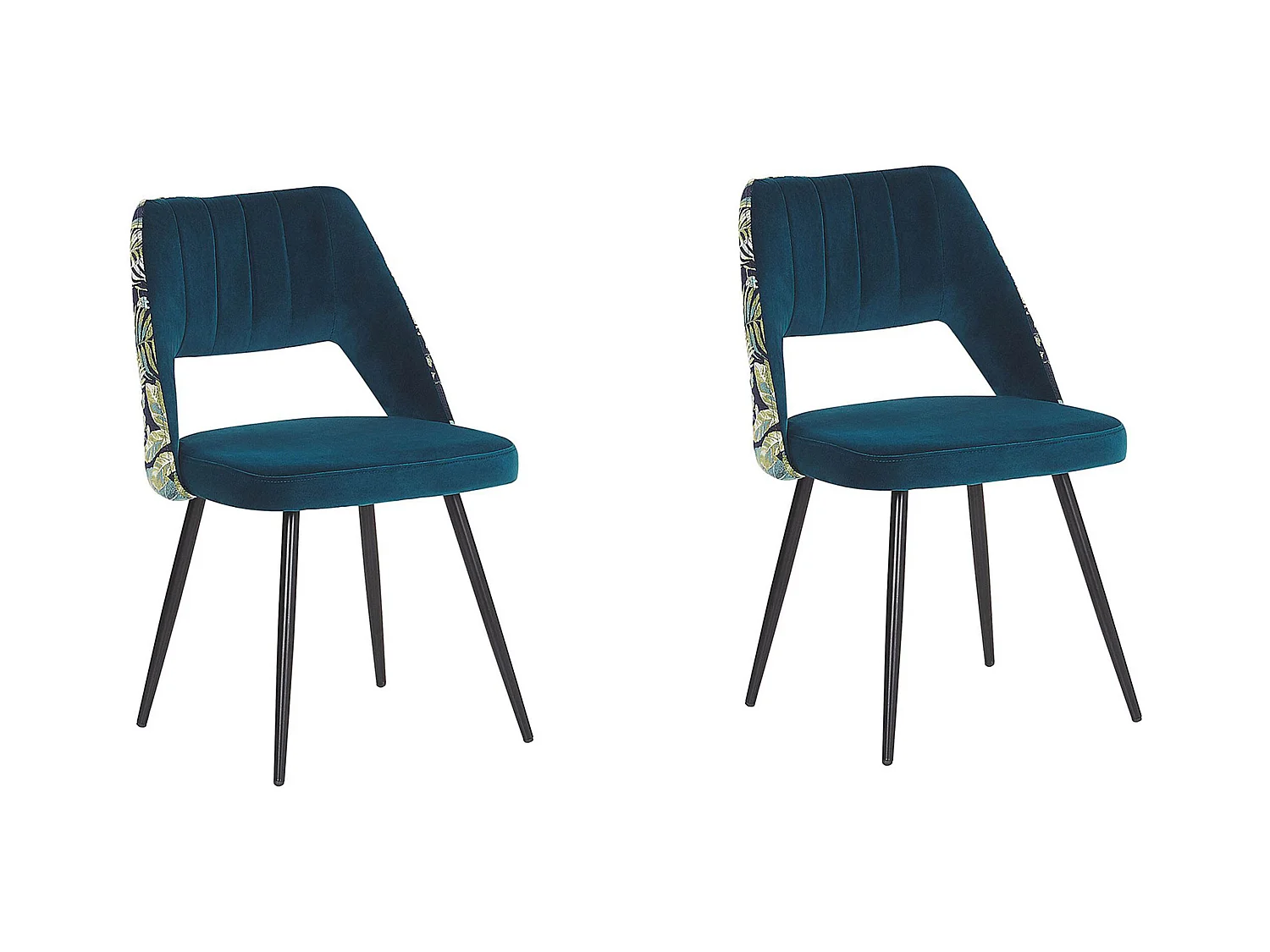 Lot de 2 chaises de salle à manger ANSLEY Velours Bleu azur