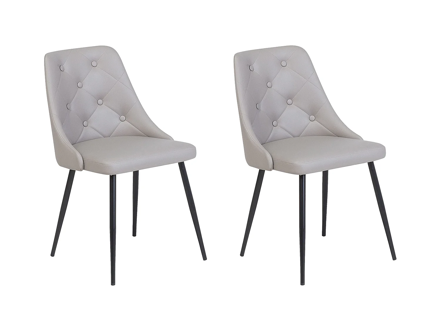 Lot de 2 chaises de salle à manger VALERIE Cuir PU Gris clair
