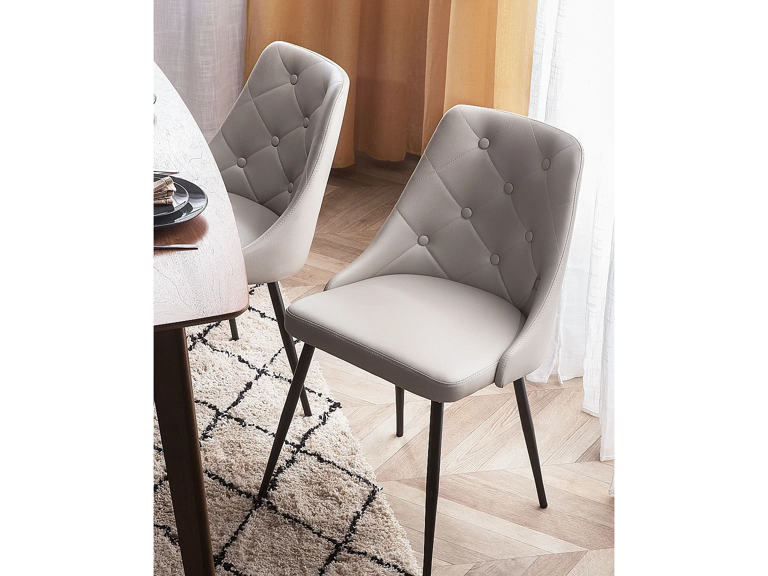 Set van 2 eetkamerstoelen VALERIE Kunstleer Lichtgrijs