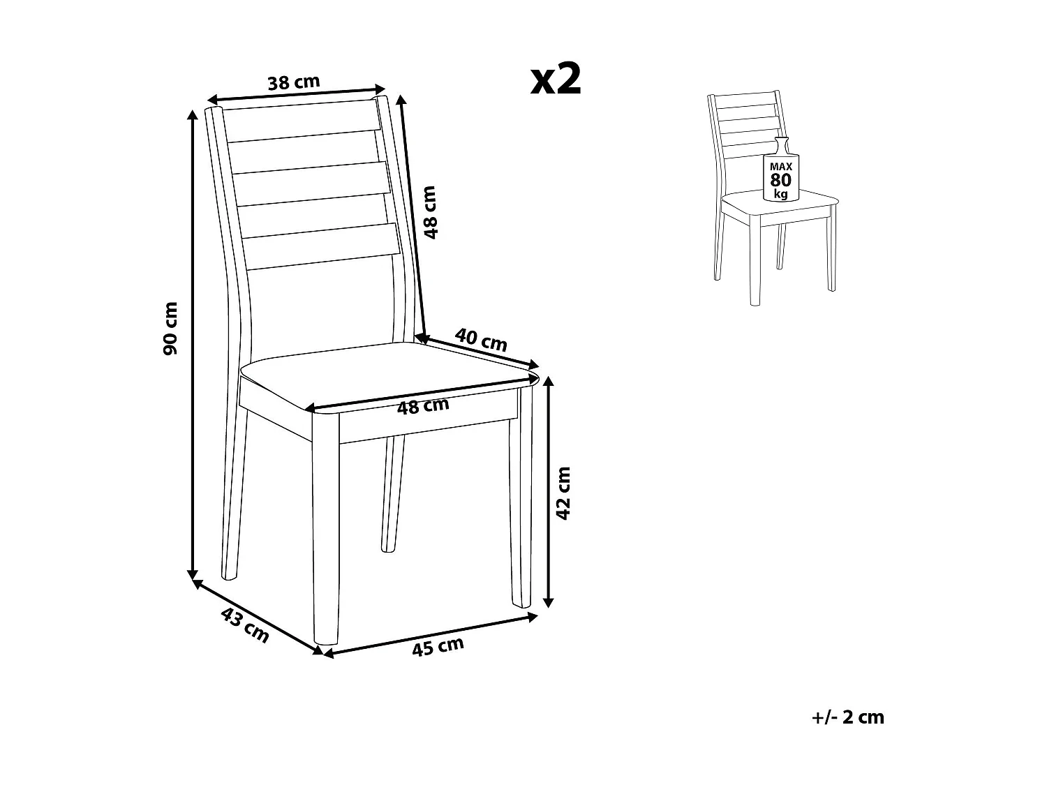 Set van 2 eetkamerstoelen MODESTO Hout Grijs