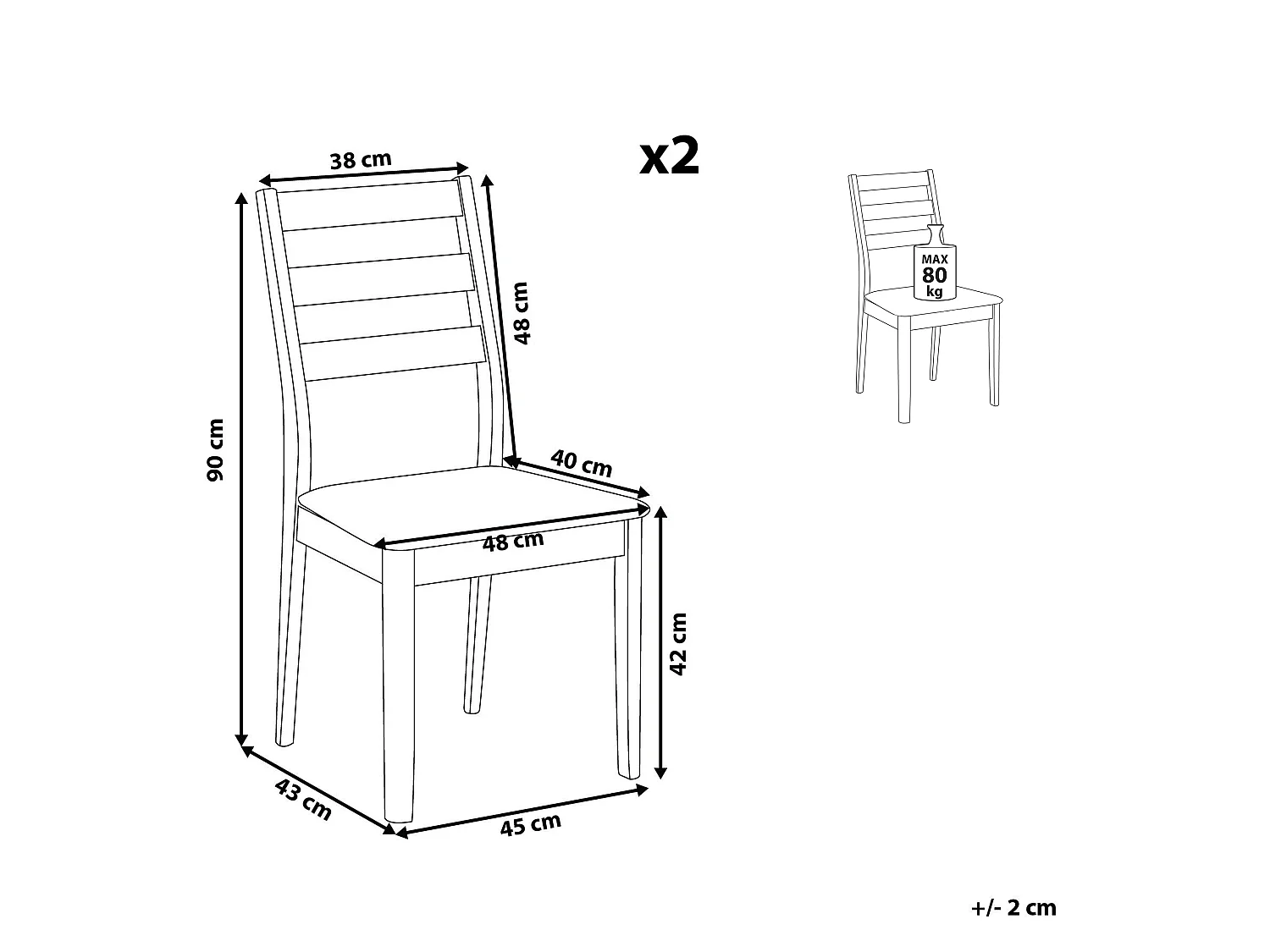 Set van 2 eetkamerstoelen MODESTO Hout Grijs