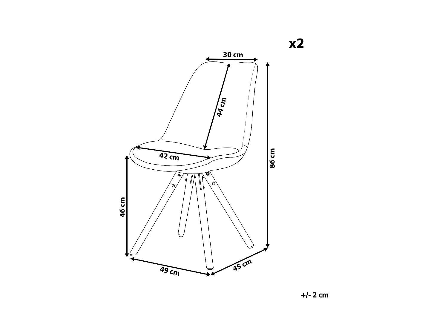Set van 2 eetkamerstoelen DAKOTA Wit