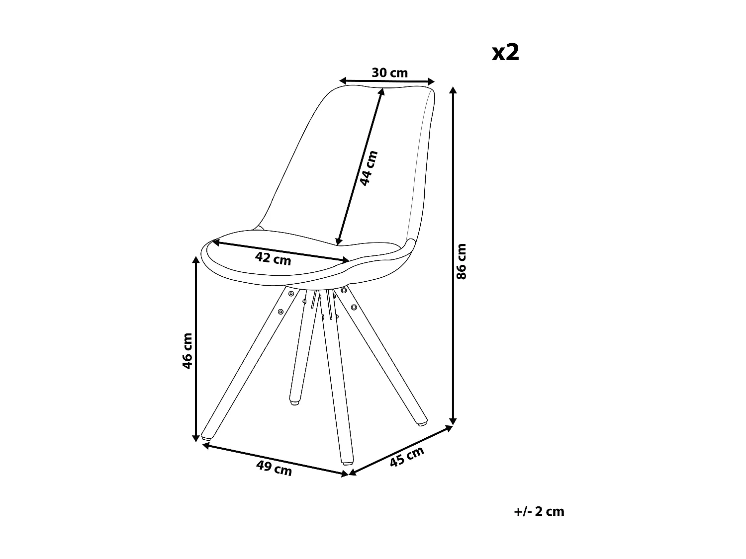 Set van 2 eetkamerstoelen DAKOTA Wit