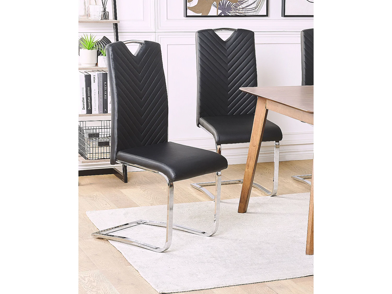 Lot de 2 chaises de salle à manger PICKNES Cuir PU Noir
