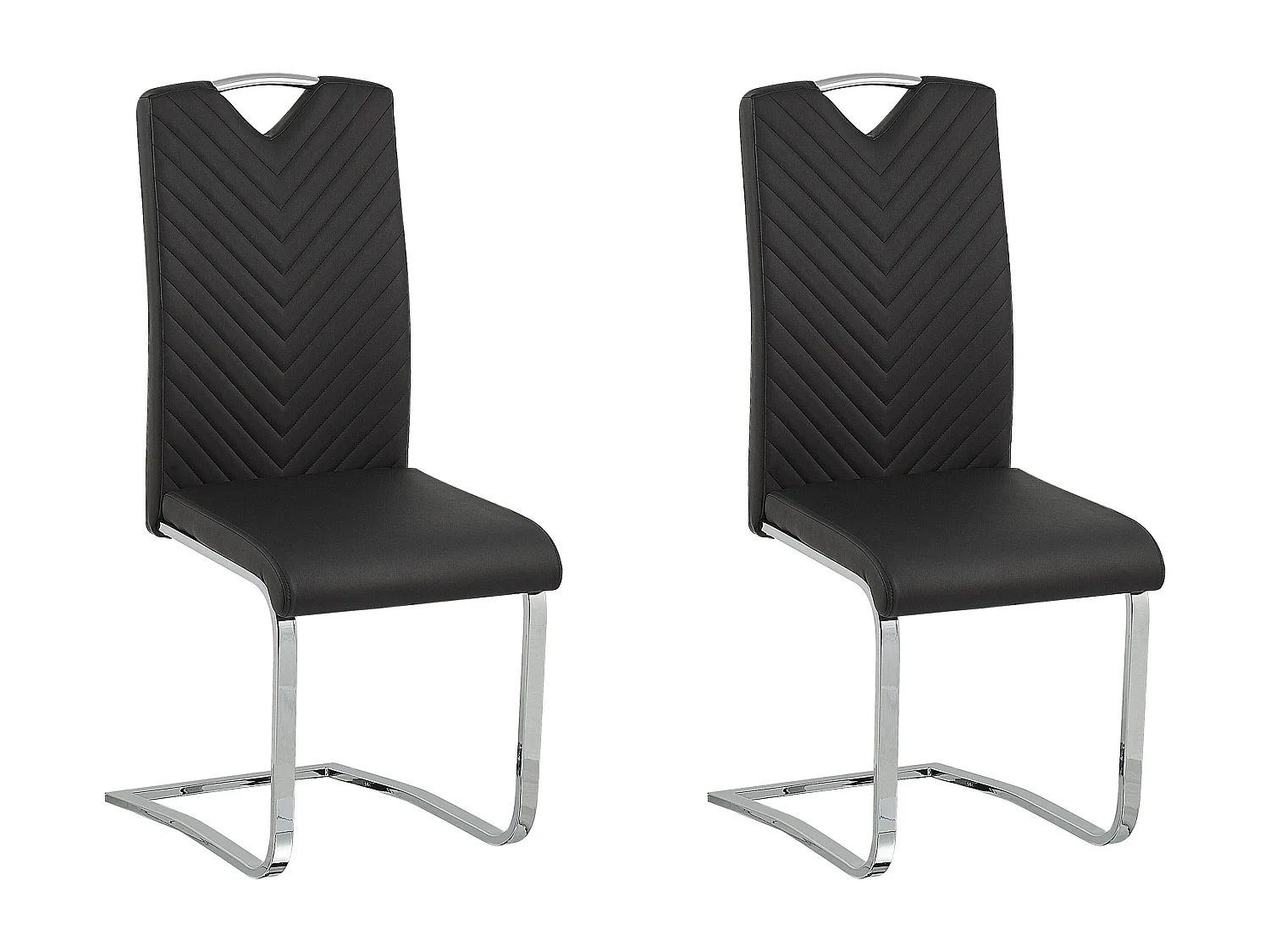 Lot de 2 chaises de salle à manger PICKNES Cuir PU Noir