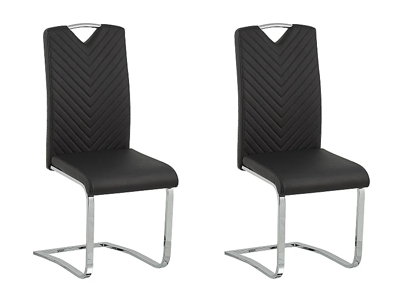 Conjunto de 2 cadeiras de jantar PICKNES Pele sintética Preto