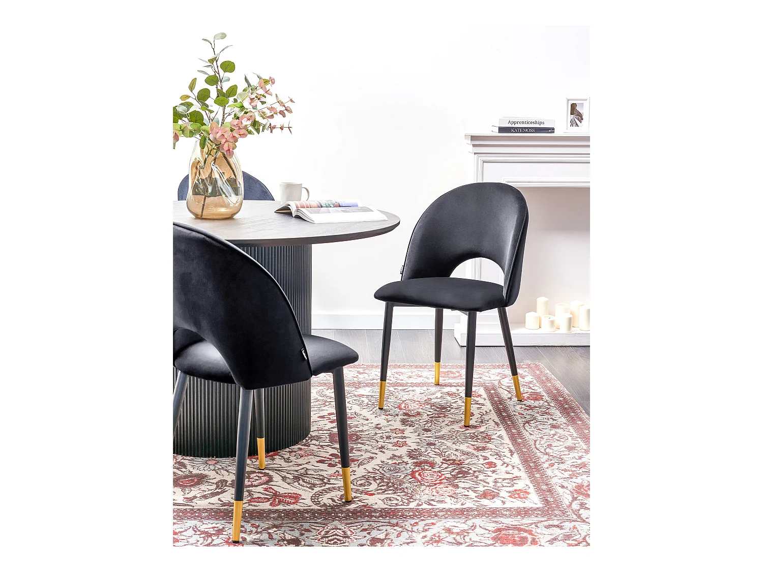 Zestaw 2 krzeseł do jadalni MAGALIA Welur Czarny