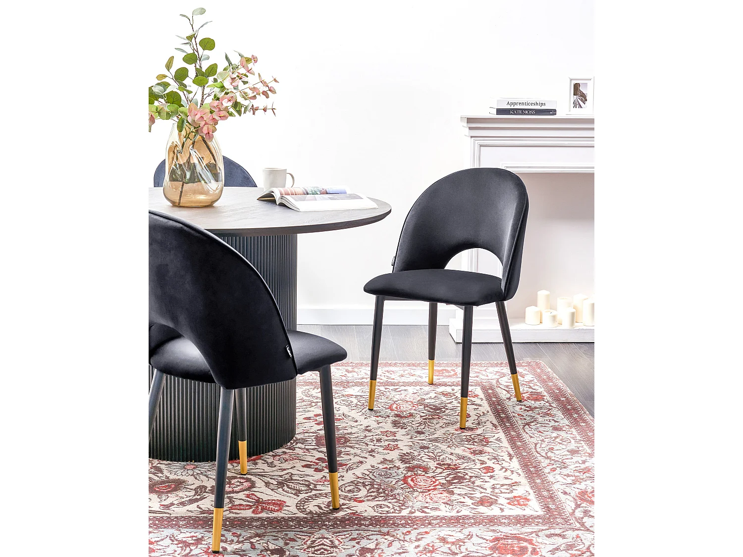 Set van 2 eetkamerstoelen MAGALIA Fluweel Zwart
