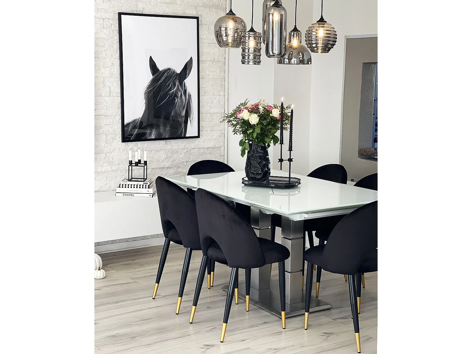 Set di 2 sedie da pranzo MAGALIA Velluto Nero