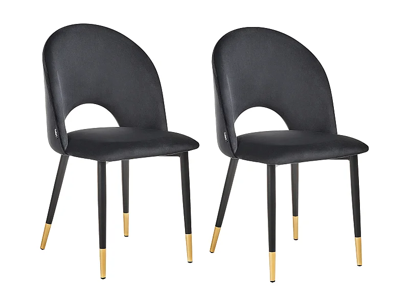 Lot de 2 chaises de salle à manger MAGALIA Velours Noir