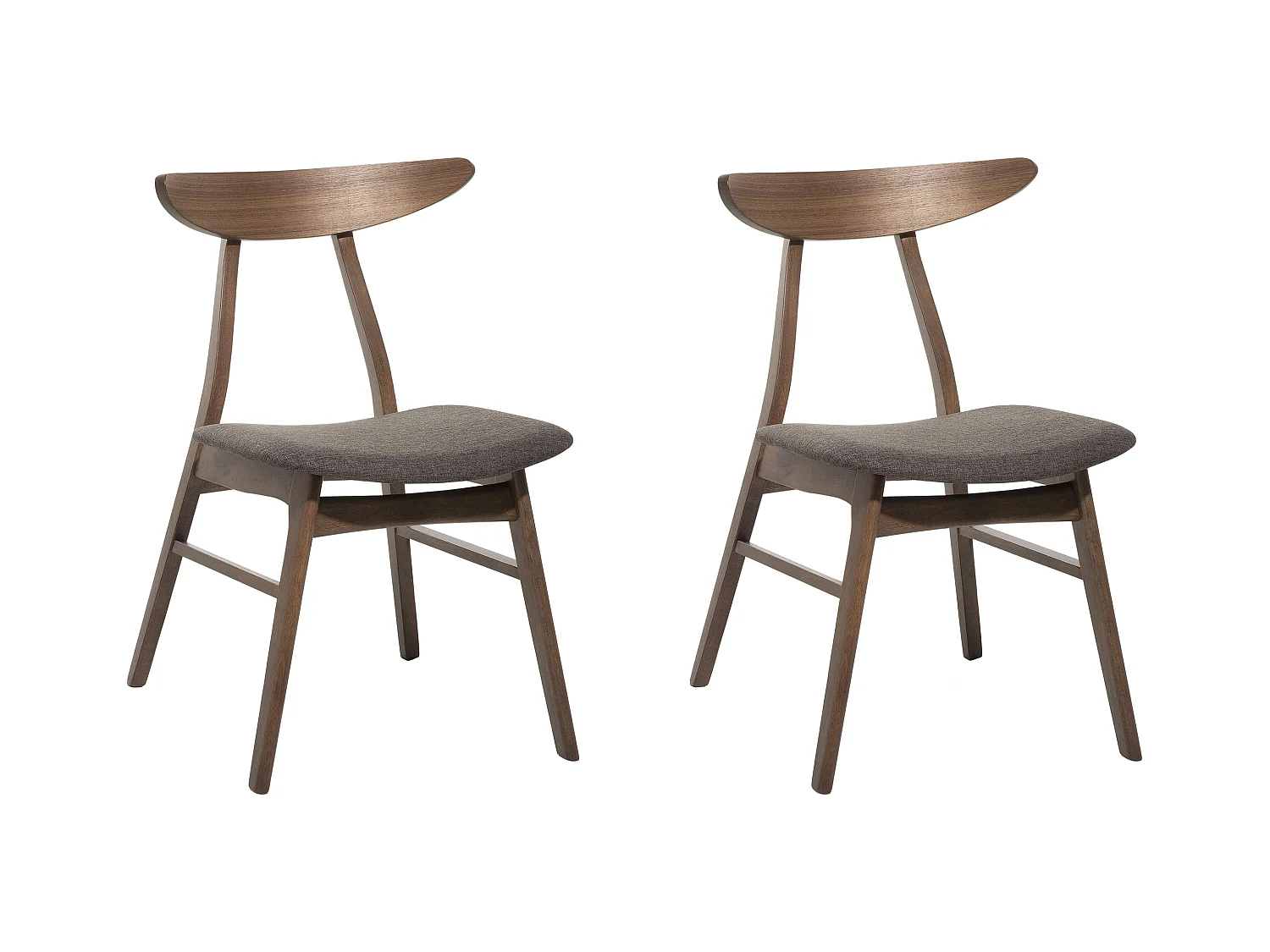 Lot de 2 chaises de salle à manger LYNN Bois Marron foncé/gris