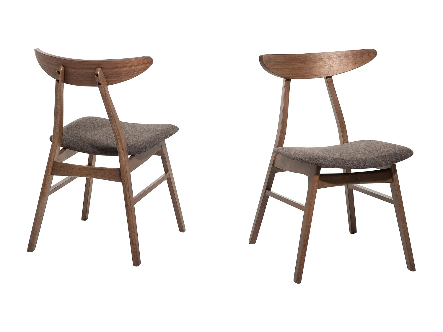 Lot de 2 chaises de salle à manger LYNN Bois Marron foncé/gris