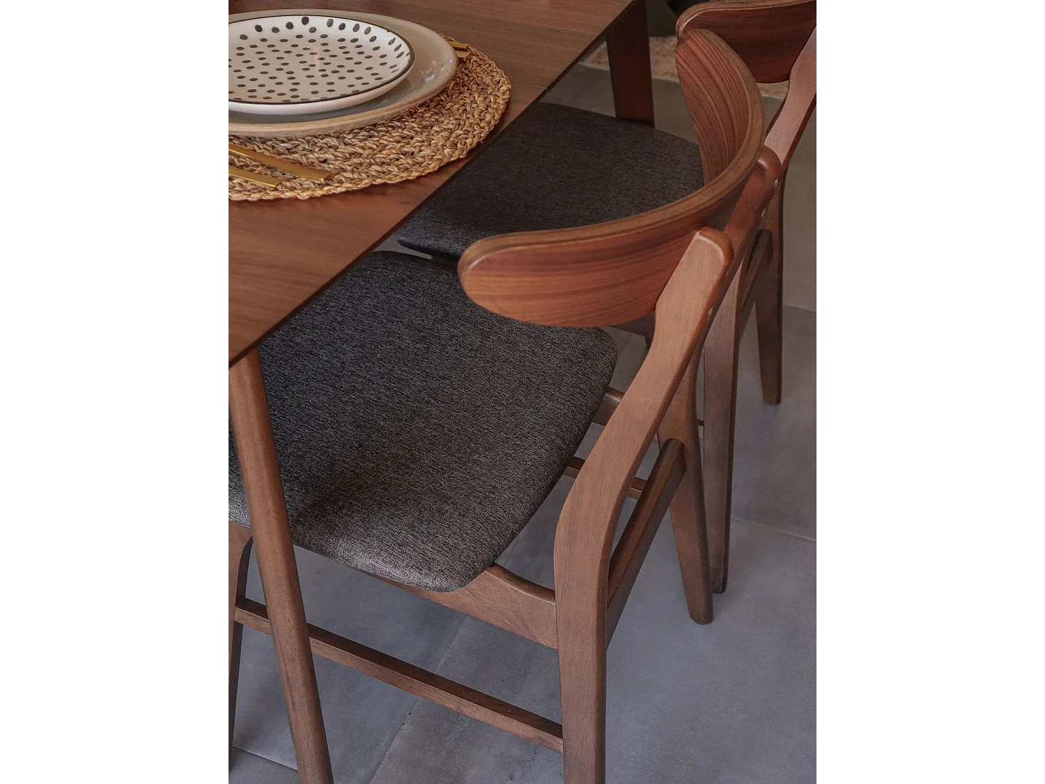 Lot de 2 chaises de salle à manger LYNN Bois Gris foncé