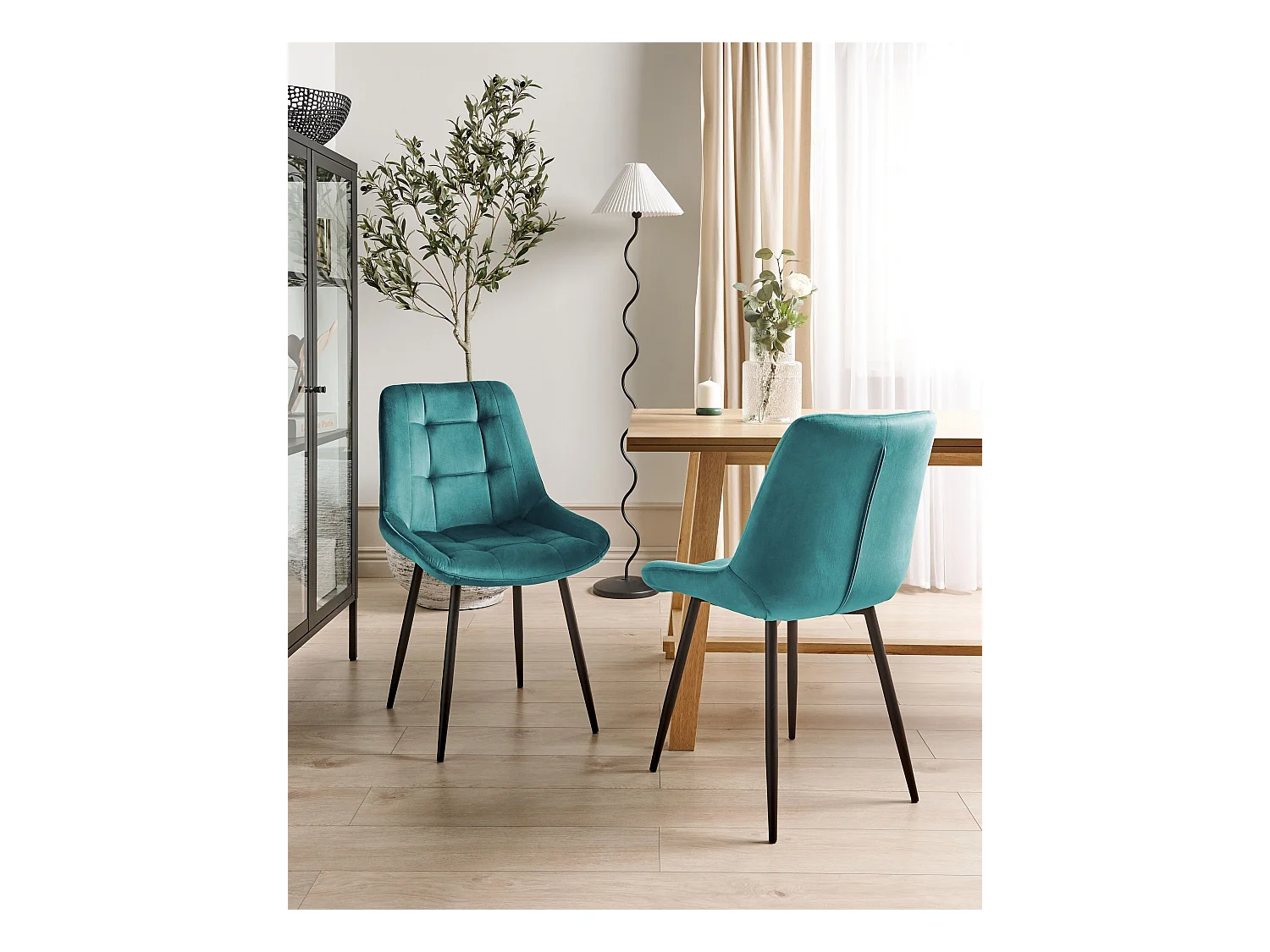 Set van 2 eetkamerstoelen MELROSE Fluweel Turquoise