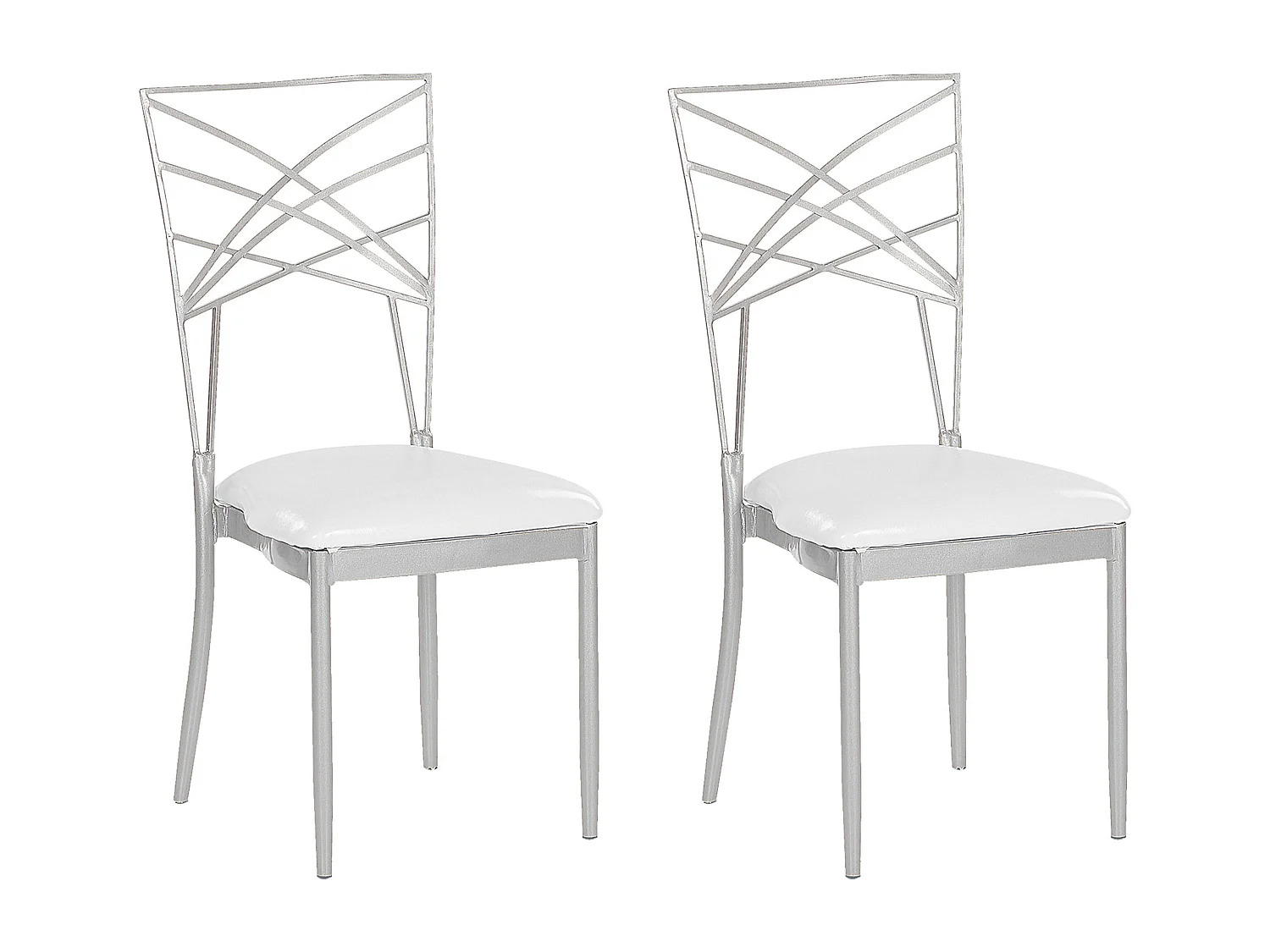 Conjunto de 2 cadeiras de jantar GIRARD Metal Prateado