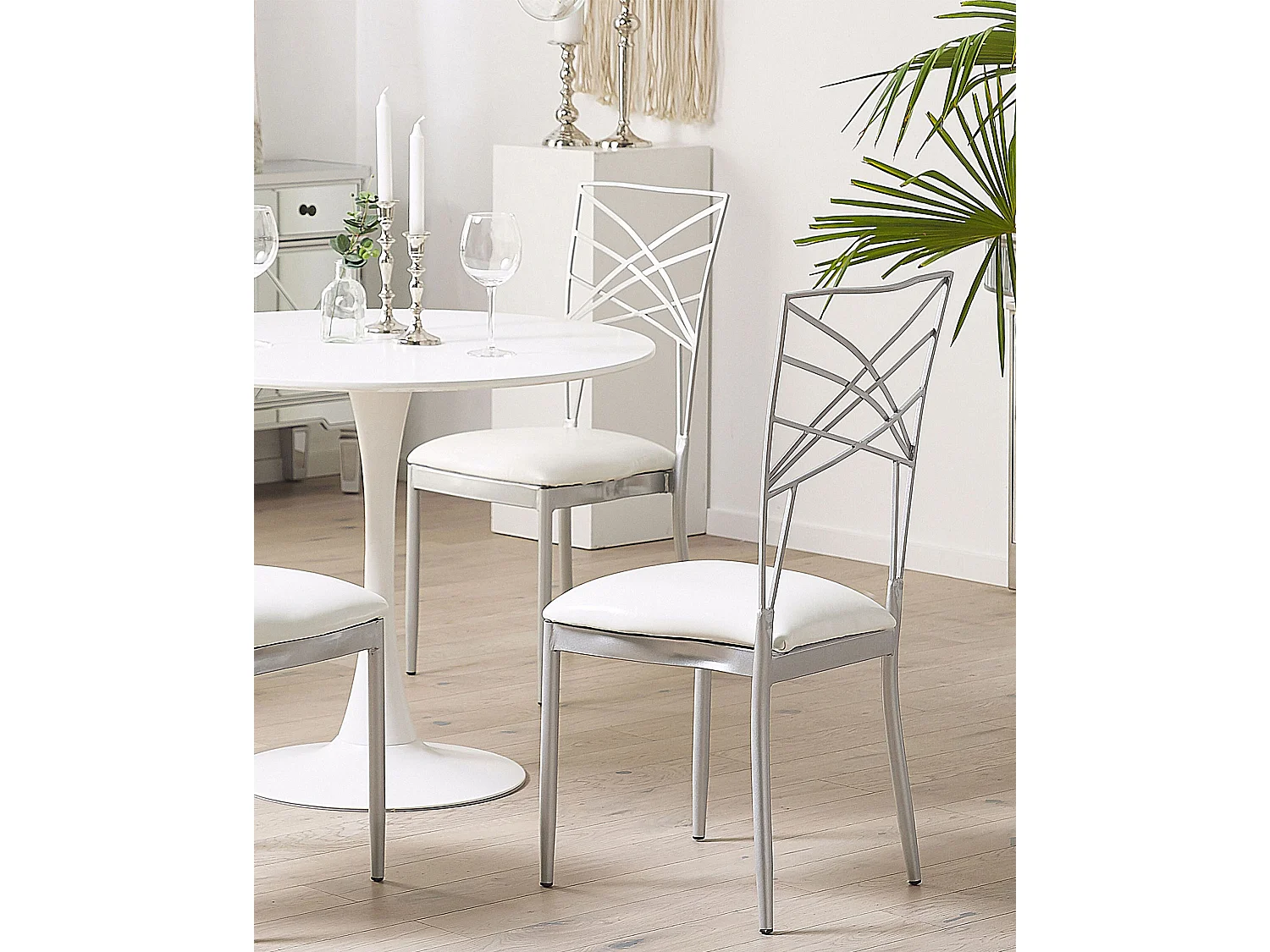 Lot de 2 chaises de salle à manger GIRARD Métal Argenté