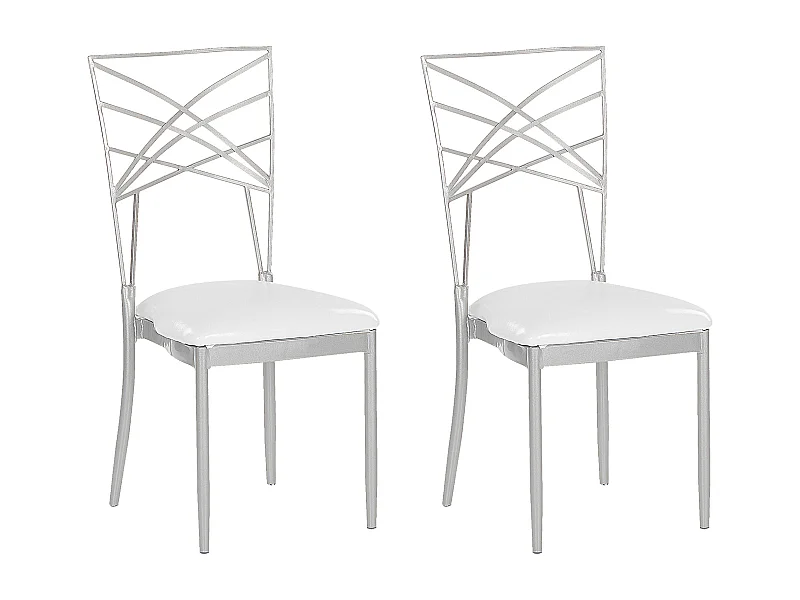 Conjunto de 2 cadeiras de jantar GIRARD Metal Prateado