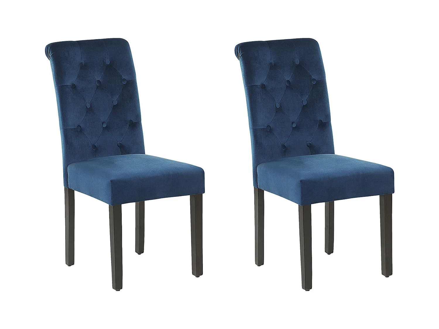 Set van 2 eetkamerstoelen VELVA II Fluweel Donkerblauw