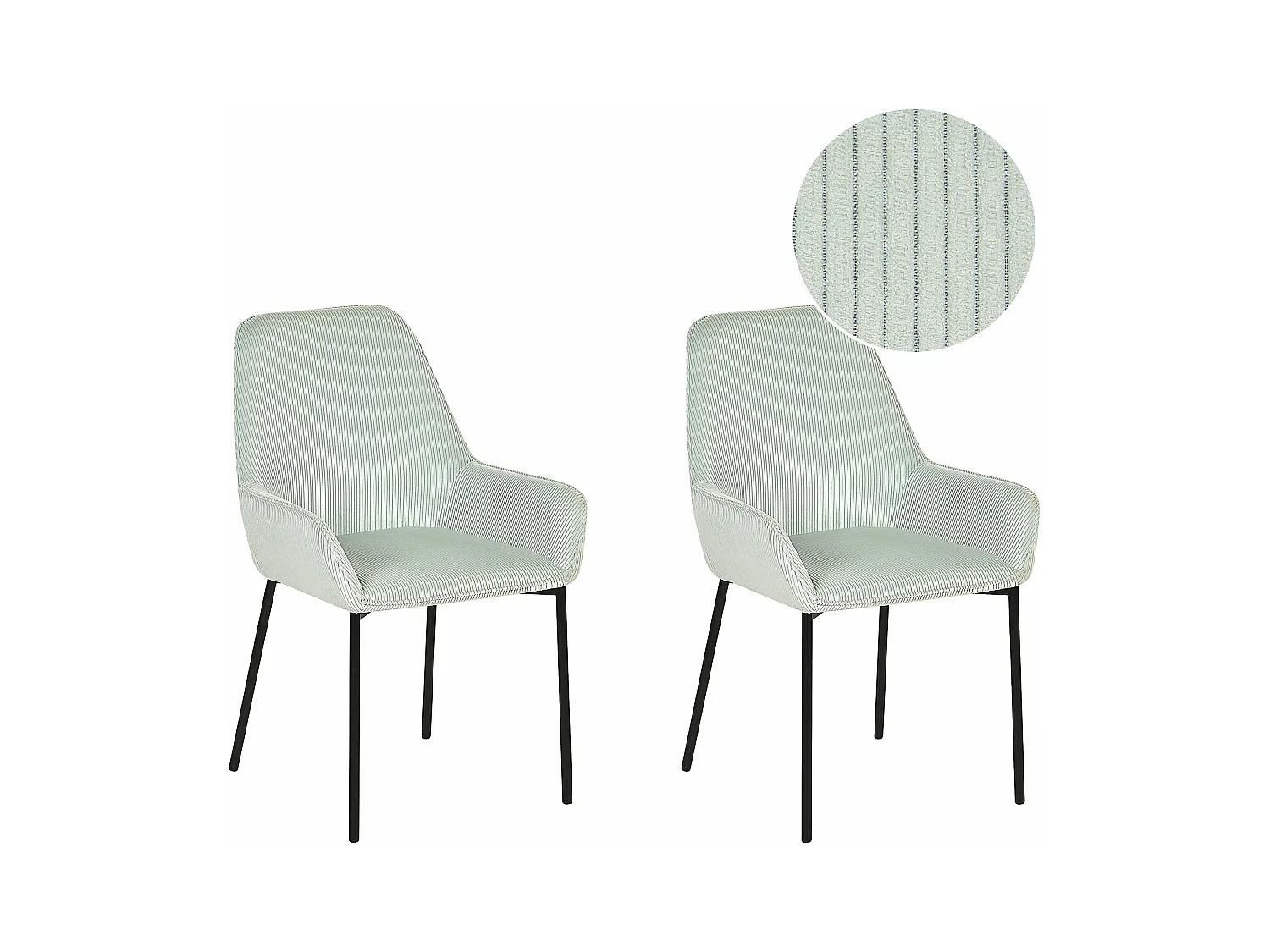 Polsterstuhl mit Metallbeinen im 2er Set mintgrün aus Cord Loverna