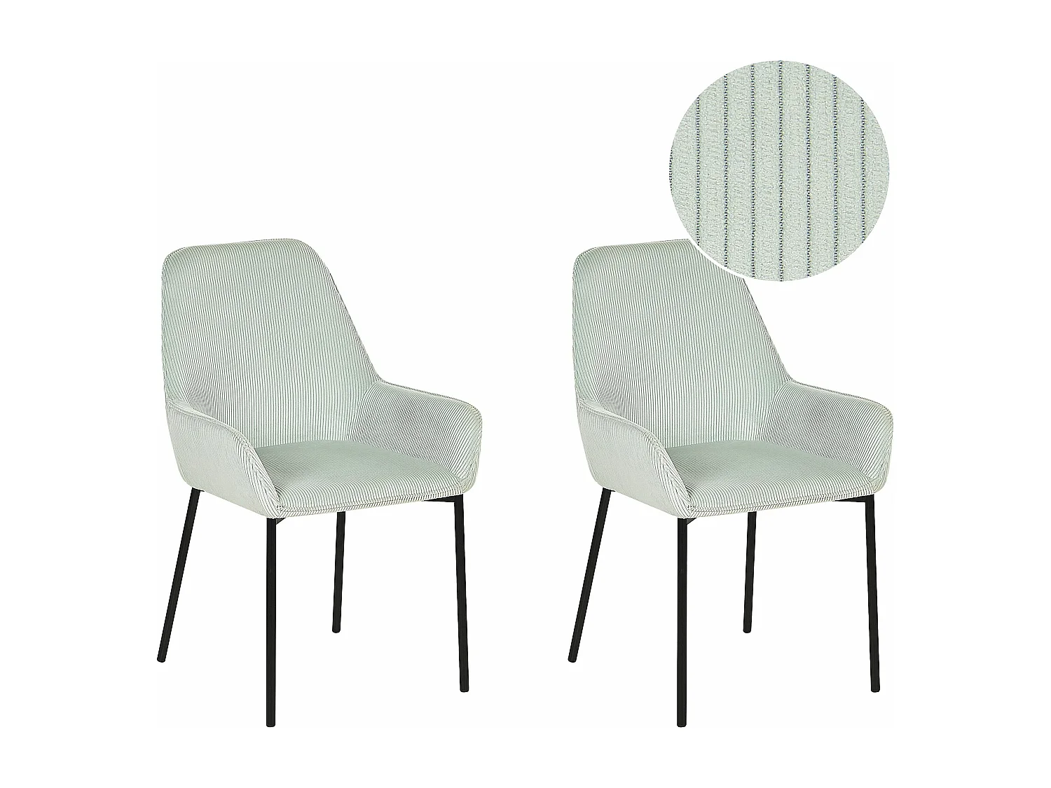 Polsterstuhl mit Metallbeinen im 2er Set mintgrün aus Cord Loverna