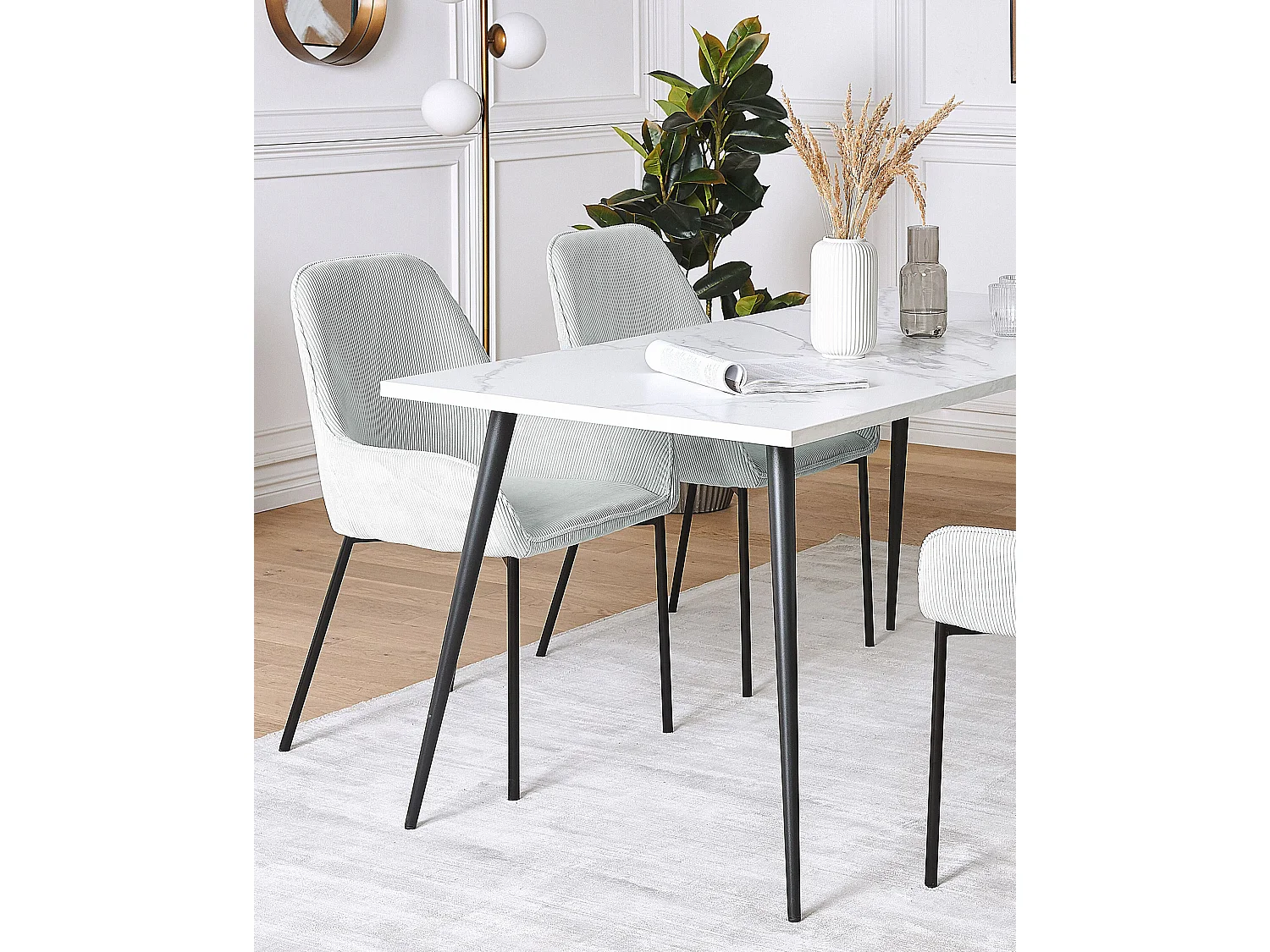 Polsterstuhl mit Metallbeinen im 2er Set mintgrün aus Cord Loverna