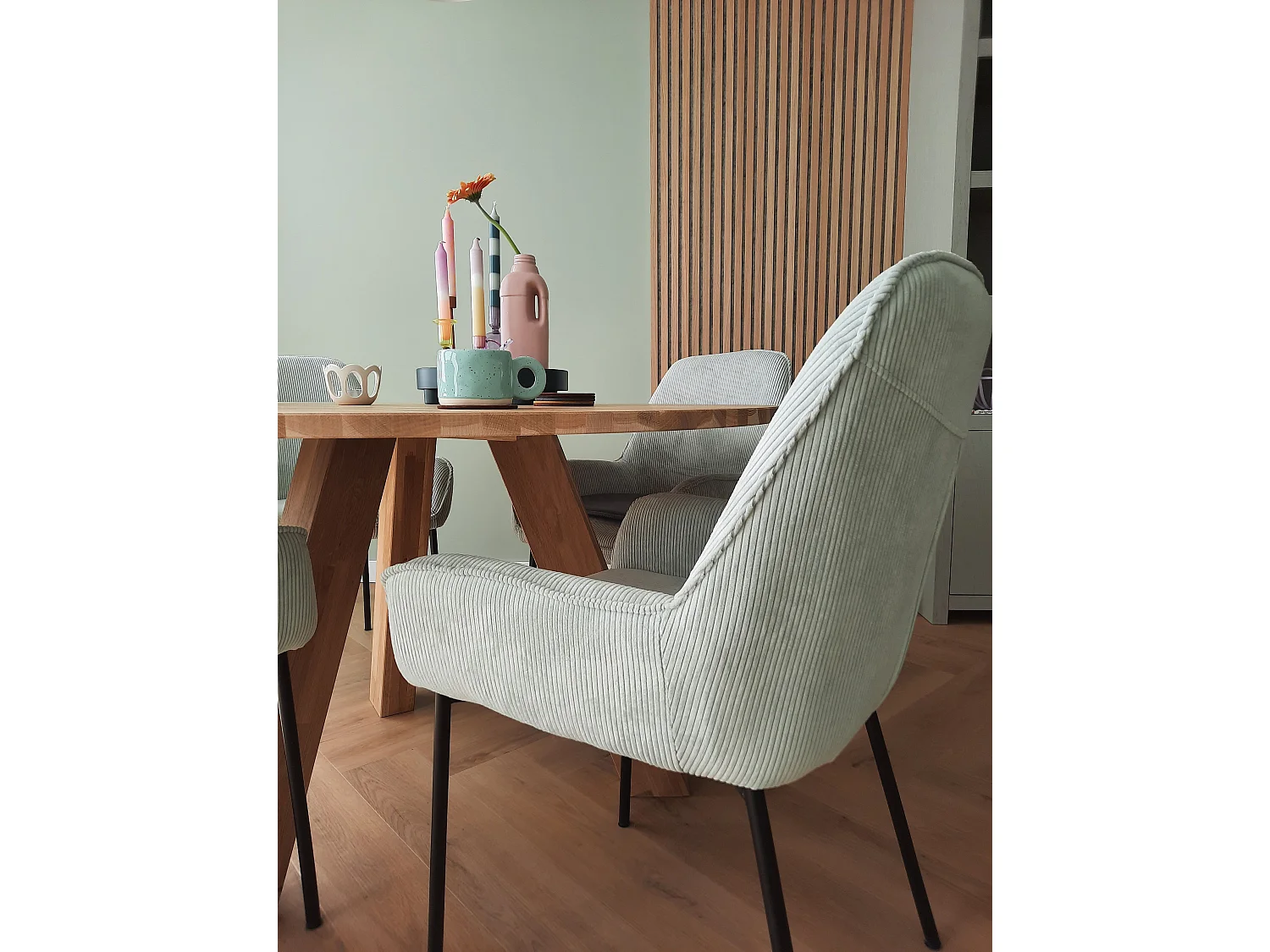 Set di 2 sedie da pranzo LOVERNA Velluto a coste Verde menta