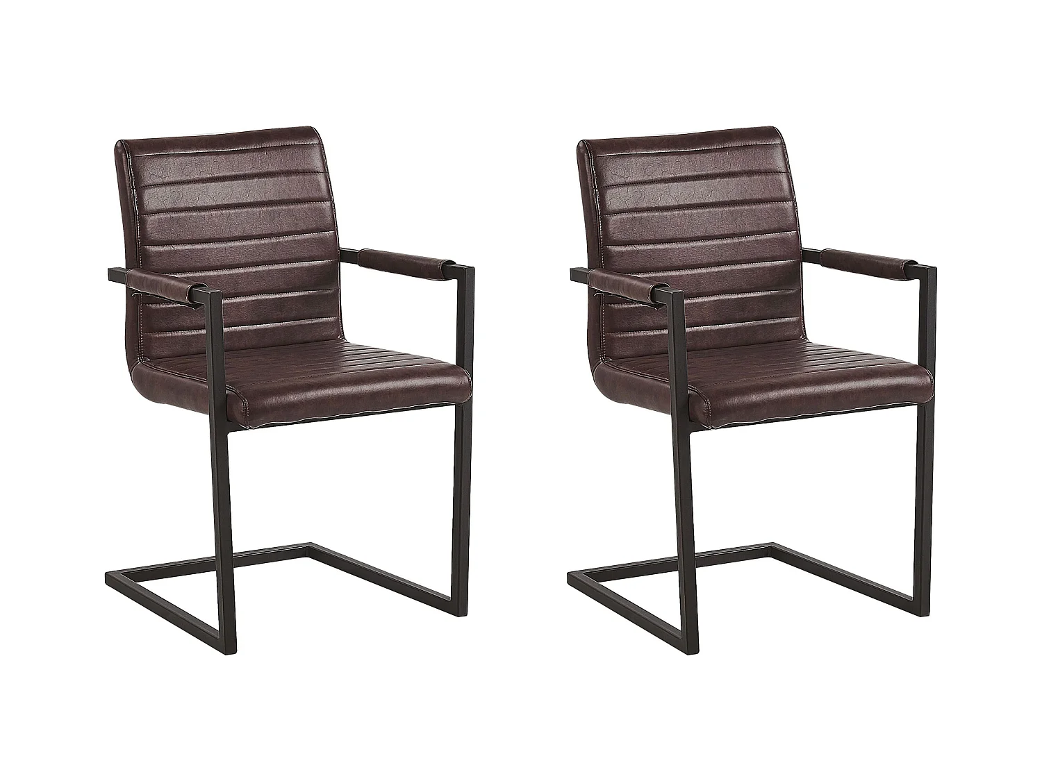 Lot de 2 chaises de salle à manger BUFORD Cuir PU Marron foncé
