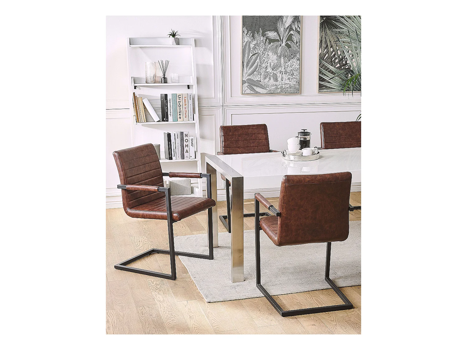 Lot de 2 chaises de salle à manger BUFORD Cuir PU Marron foncé