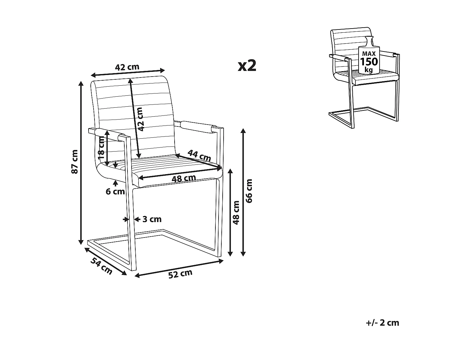 Set van 2 eetkamerstoelen BUFORD Kunstleer Donkerbruin