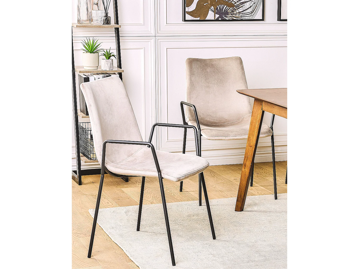Lot de 2 chaises de salle à manger JEFFERSON Velours Taupe