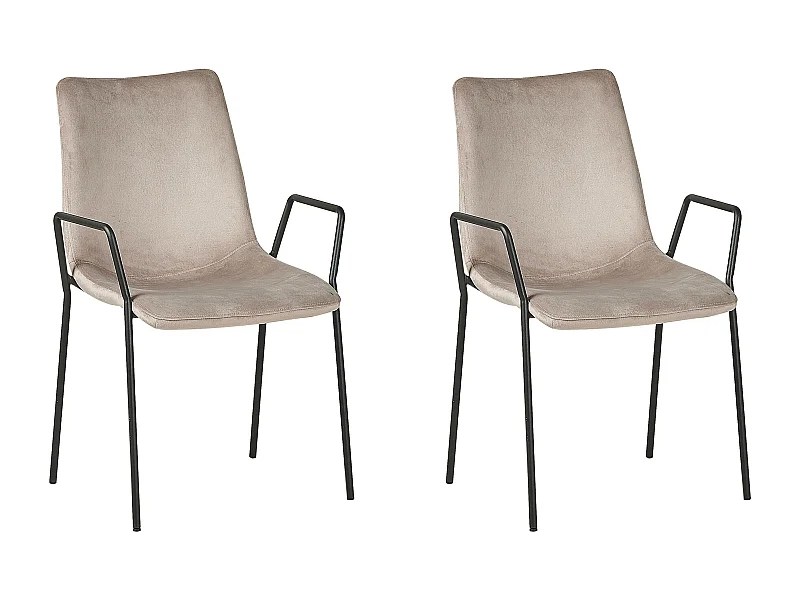 Set van 2 eetkamerstoelen JEFFERSON Fluweel Taupe